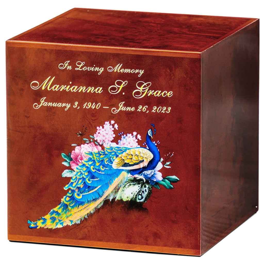 Burlwood Cube Adult Urn