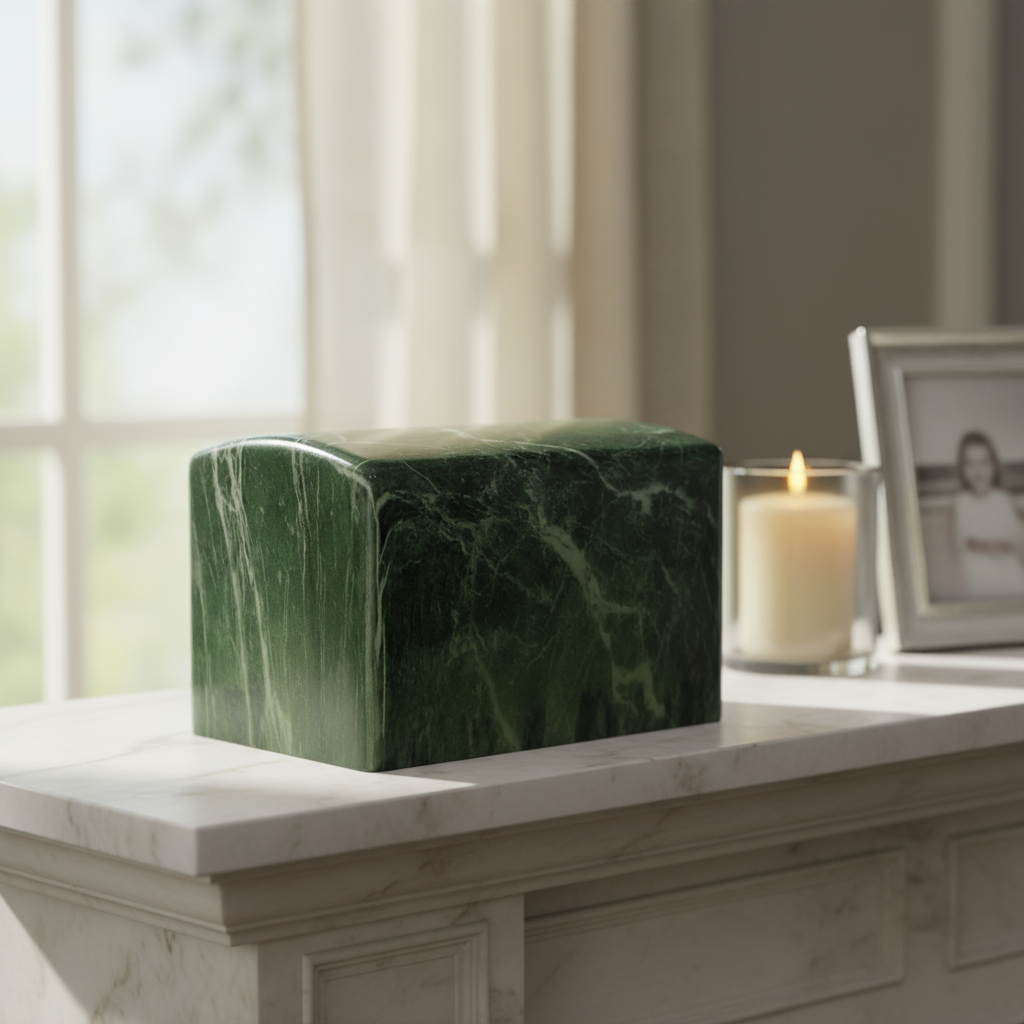 Forest Green Cultured Marble Adult Urn