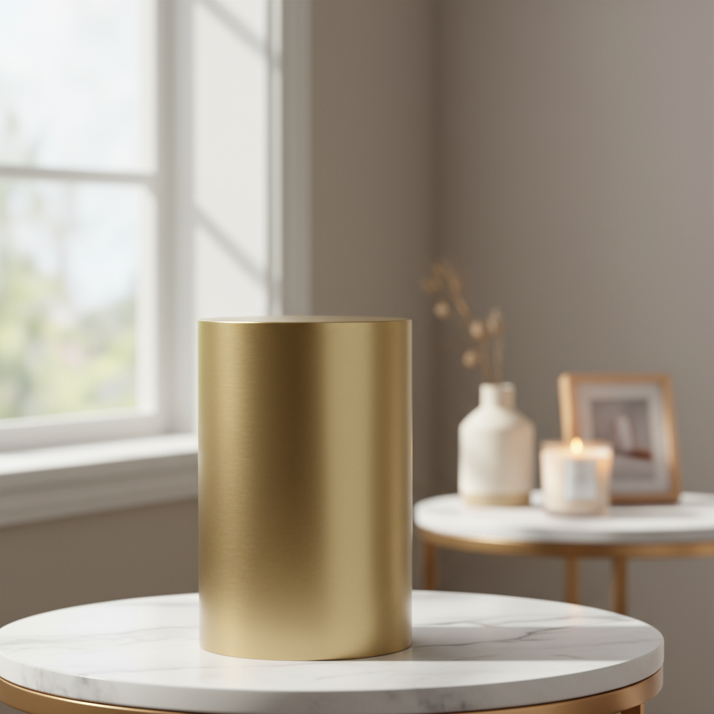 Gold Cylinder Stainless Steel Adult Urn