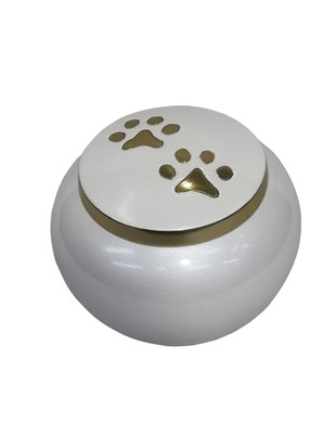 White Paw Print Brass Pet Urn