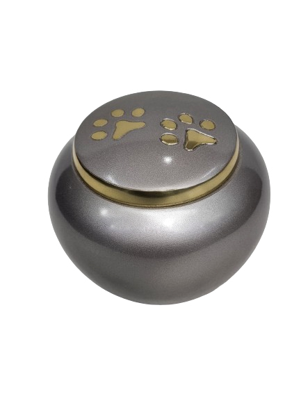 Silver Paw Print Brass Pet Urn